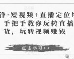 于洋·短视频+直播定位培训，手把手教你玩转直播卖货，玩转视频赚钱-逐风项目库