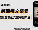 2023抖音快手毒文案新玩法，牌匾文案号，起号快易变现-逐风项目库