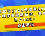 D1G馆长2023年收费990的抖音小程序变现新玩法，单号轻松日入200+-逐风项目库