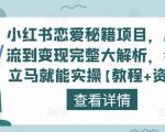 小红书恋爱秘籍项目，从引流到变现完整大解析，看完立马就能实操【教程+资料】-逐风项目库