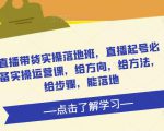 直播带货实操落地班，直播起号必备实操运营课，给方向，给方法，给步骤，能落地-逐风项目库