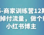 小红书-商家训练营12期：让商家丢掉付流量，做个赚钱的小红书博主-逐风项目库