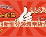 2023新细分领域带货计划：单号单日1000+收益不难，每人可操作3-5个账号-逐风项目库