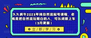 久久疯牛2023年纯自然流起号课程，老杨是把自然流玩明白的人，可以闭眼上车（3月更新）-逐风项目库