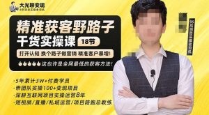 杨光·精准获客野路子，黑科技快速获取精准客户，这也许是全网最低的获客方法了-逐风项目库