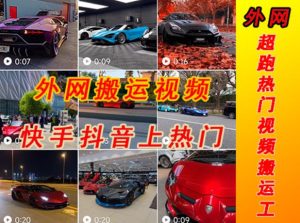 外面收费398元外网超跑豪车汽车视频搬运至快手抖音上热门项目，只需一步手机就可以操作-逐风项目库