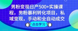 男粉变现日产500+实操课程，男粉暴利转化项目，私域变现，手动和全自动成交-逐风项目库