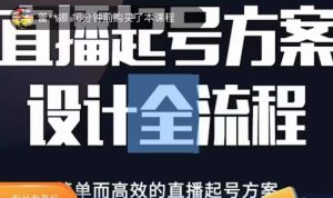 2023正价控流起号课，直播起号方案设计全流程，简单而高效的直播起号方案-逐风项目库