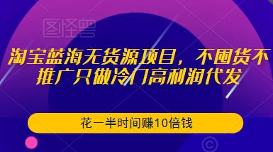 淘宝蓝海无货源项目，不囤货不推广只做冷门高利润代发，花一半时间赚10倍钱-逐风项目库