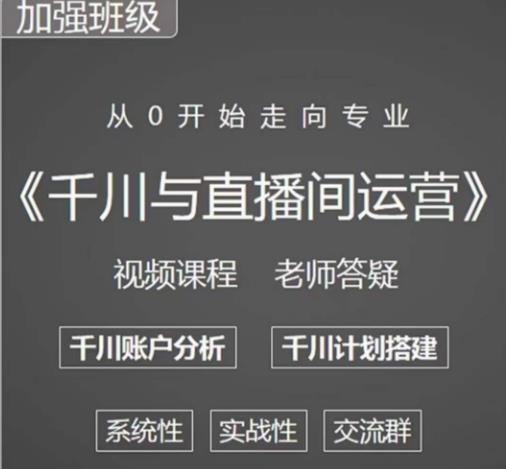 阳光哥·千川图文与直播间运营，从0开始走向专业，包含千川短视频图文、千川直播间、小店随心推-逐风项目库