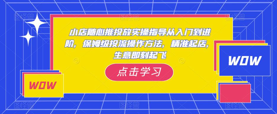 小店随心推投放实操指导从入门到进阶，保姆级投流操作方法，精准起店，生意即刻起飞-逐风项目库