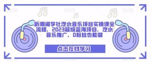 听潮阁学社汽水音乐项目实操课全流程，2023超级蓝海项目，汽水音乐推广，0粉丝也能做-逐风项目库