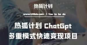热狐计划：王大陆ChatGpt多重变现实操课，多种模式快速变现-逐风项目库