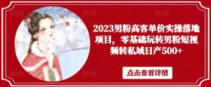 2023男粉高客单价实操落地项目，零基础玩转男粉短视频转私域日产500+-逐风项目库