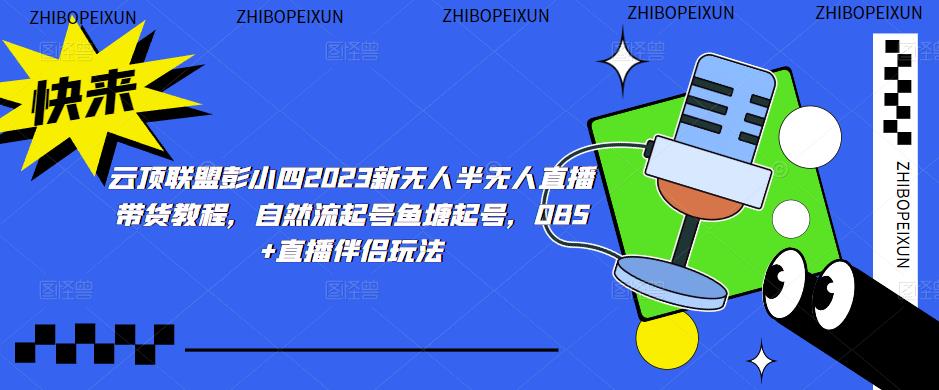云顶联盟彭小四2023新无人半无人直播带货教程，自然流起号鱼塘起号，OBS+直播伴侣玩法-逐风项目库