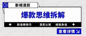 影视混剪爆款思维拆解，从混剪认知到0粉丝小号案例，讲防违规技巧，混剪遇到的问题如何解决等-逐风项目库