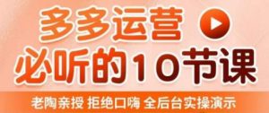 老陶电商·拼多多运营必听10节课，拒绝口嗨，全后台实操演示，花的少，赚得多，爆款更简单-逐风项目库