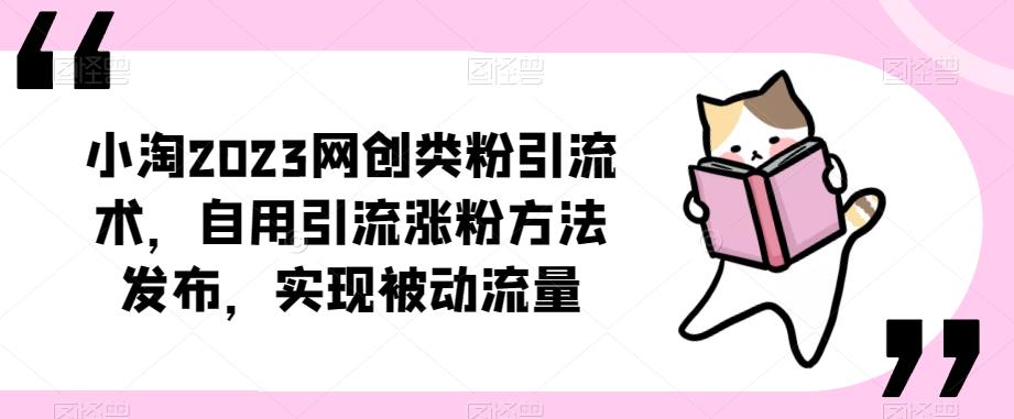 ​小淘2023网创类粉引流术，自用引流涨粉方法发布，实现被动流量-逐风项目库