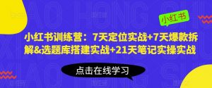 小红书训练营：7天定位实战+7天爆款拆解&选题库搭建实战+21天笔记实操实战-逐风项目库
