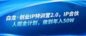 白龙·创业IP特训营2.0，IP合伙人掘金计划，做到年入50W-逐风项目库