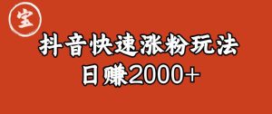 宝哥私藏·抖音快速起号涨粉玩法（4天涨粉1千）（日赚2000+）【揭秘】-逐风项目库