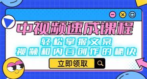 中视频速成课程：轻松掌握文案、视频和内容创作的秘诀-逐风项目库