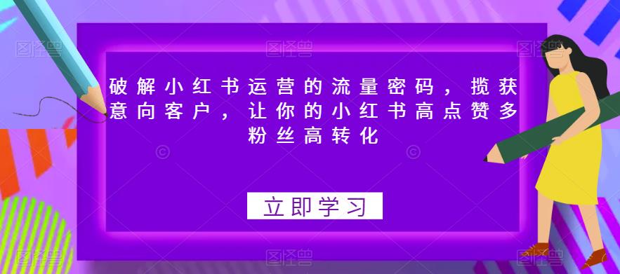 破解小红书运营的流量密码，揽获意向客户，让你的小红书高点赞多粉丝高转化-逐风项目库
