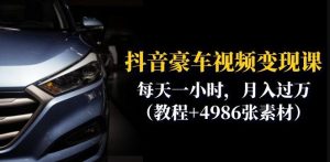 抖音豪车视频变现分享课：每天一小时，月入过万（教程+4986张素材）-逐风项目库