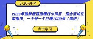2023年最新看直播赚钱小项目，适合宝妈在家操作，一个号一个月赚1000多（揭秘）-逐风项目库