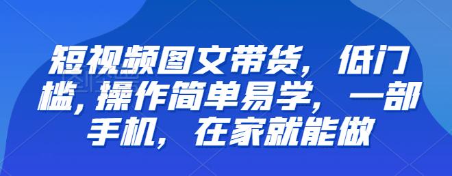 【推荐】短视频图文带货，低门槛,操作简单易学，一部手机，在家就能做-逐风项目库