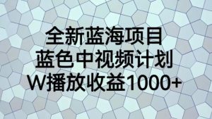 全新蓝海项目，蓝色中视频计划，1W播放量1000+【揭秘】-逐风项目库