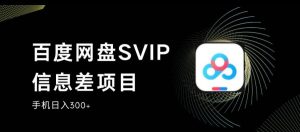 百度网盘SVIP信息差项目，0投入小白极速上手，手机稳定日入300+【揭秘】-逐风项目库