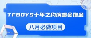 最新蓝海项目，靠最近非常火的TFBOYS十年之约演唱会流量掘金，八月必做的项目【揭秘】-逐风项目库