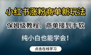 小红书涨粉商单新玩法，保姆级教程，商单接到手软，纯小白也能学会【揭秘】-逐风项目库