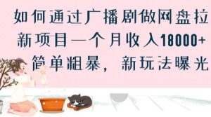 如何通过广播剧做网盘拉新项目一个月收入18000+，简单粗暴，新玩法曝光【揭秘】-逐风项目库