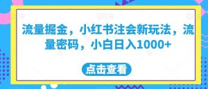 流量掘金，小红书注会新玩法，流量密码，小白日入1000+【揭秘】-逐风项目库