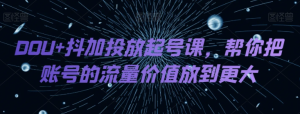 DOU+抖加投放起号课，帮你把账号的流量价值放到更大-逐风项目库