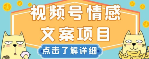 视频号情感文案项目，简单操作，新手小白轻松上手日入200+【揭秘】-逐风项目库