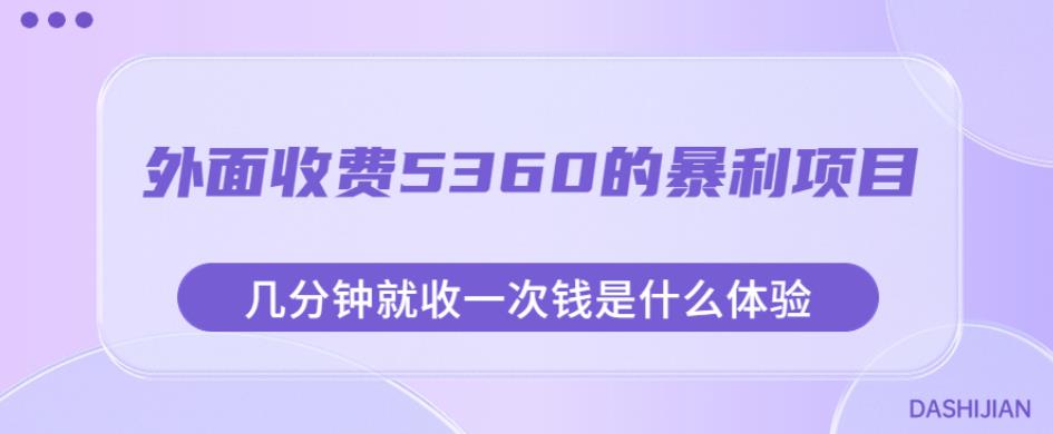 外面收费5360的暴利项目，几分钟就收一次钱是什么体验，附素材【揭秘】-逐风项目库