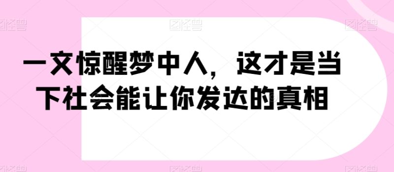 一文惊醒梦中人，这才是当下社会能让你发达的真相【公众号付费文章】-逐风项目库