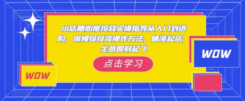 小店随心推投放实操指导从入门到进阶，保姆级投流操作方法，精准起店，生意即刻起飞-逐风项目库