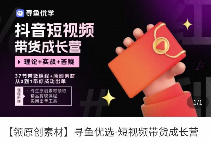 短视频带货成长营，​抖音短视频出单攻略，吃透账号运营的奥秘，轻松带货-逐风项目库