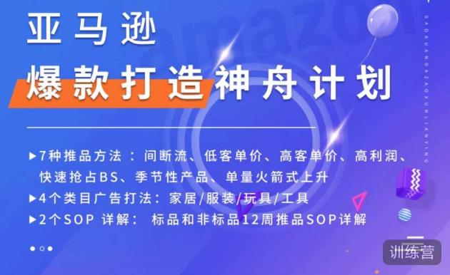 亚马逊爆款打造神舟计划，​7种推品方法，4个类目广告打法，2个SOP详解-逐风项目库