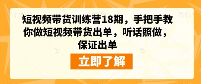 短视频带货训练营18期，手把手教你做短视频带货出单，听话照做，保证出单-逐风项目库