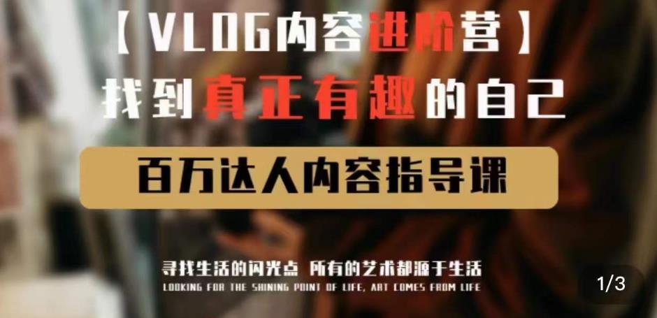 vlog内容进阶营，找到真正有趣的自己，百万达人内容指导课-逐风项目库