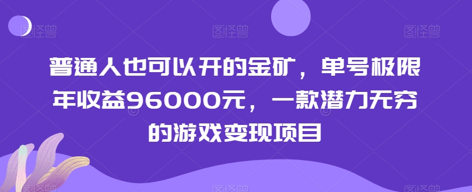 普通人也可以开的金矿，单号极限年收益96000元，一款潜力无穷的游戏变现项目【揭秘】-逐风项目库