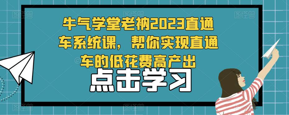 牛气学堂老衲2023直通车系统课，帮你实现直通车的低花费高产出-逐风项目库