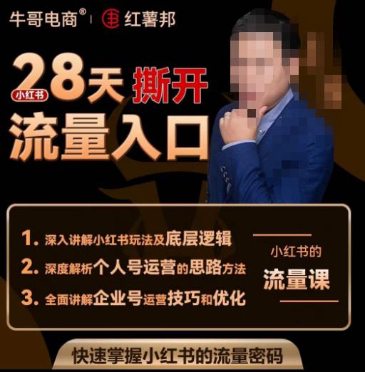 牛哥电商红薯邦28天撕开小红书流量入口，小红书运营系列课，快速掌握小红书的流量密码-逐风项目库