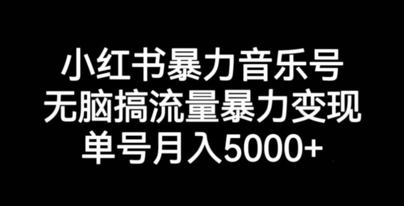 小红书暴力音乐号，无脑搞流量暴力变现，单号月入5000+-逐风项目库