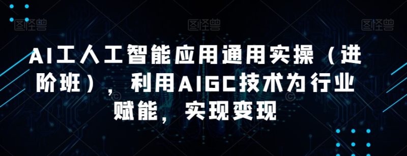 AI工人工智能应用通用实操（进阶班），利用AIGC技术为行业赋能，实现变现-逐风项目库
